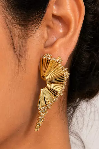 Gold plated crystal fringe earrings