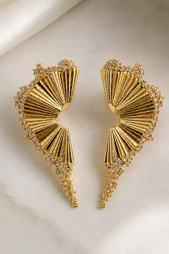 Gold plated crystal fringe earrings