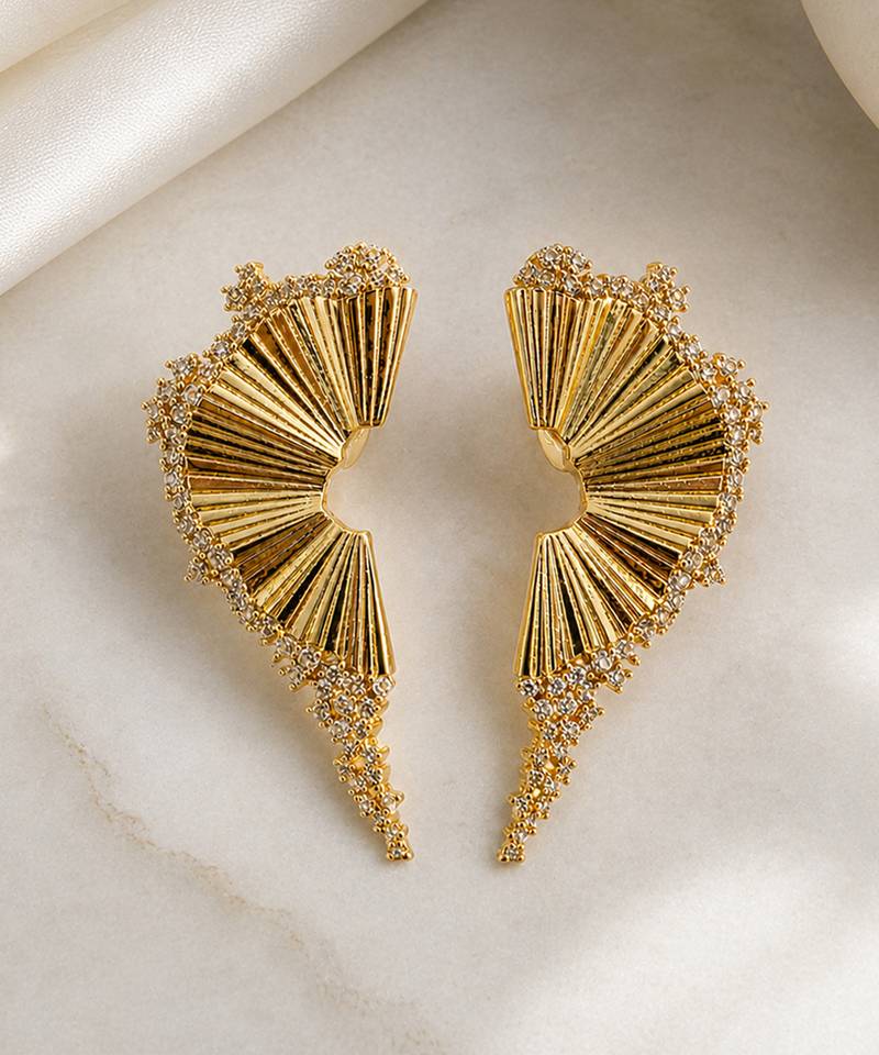 Gold plated crystal fringe earrings
