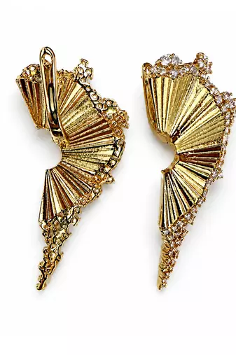 Gold plated crystal fringe earrings