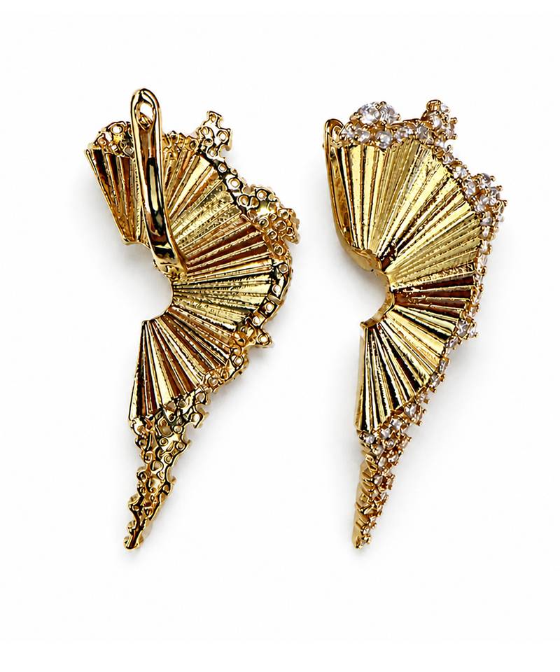 Gold plated crystal fringe earrings