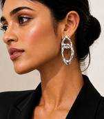 Silver plated organic loop hoop earrings