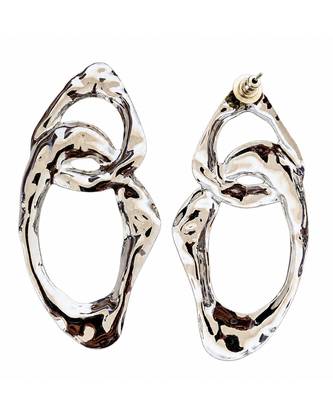 Silver plated organic loop hoop earrings 3