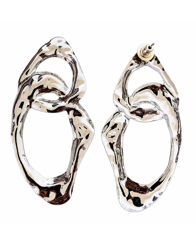 Silver plated organic loop hoop earrings