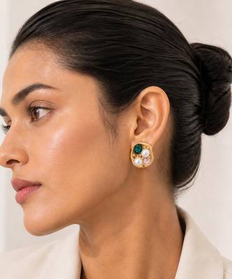 Gold plated multicolor stud earrings 1