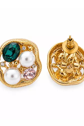 Gold plated multicolor stud earrings