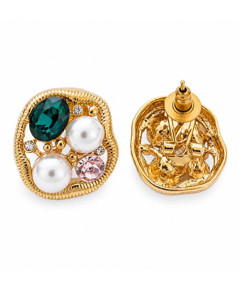 Gold plated multicolor stud earrings