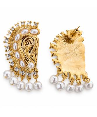 Gold plated pearl cuff earrings 2
