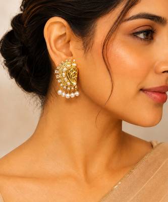 Gold plated pearl cuff earrings 1