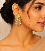 Gold plated pearl cuff earrings