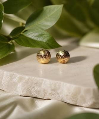 Gold plated textured ball stud earrings 2