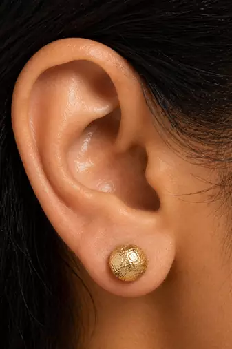 Gold plated textured ball stud earrings