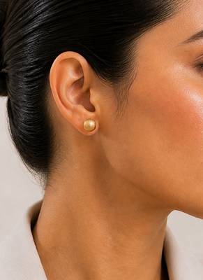 Gold plated textured ball stud earrings 1