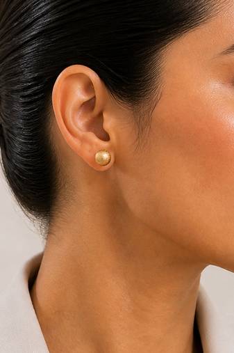 Gold plated textured ball stud earrings