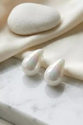 White opal teardrop earrings