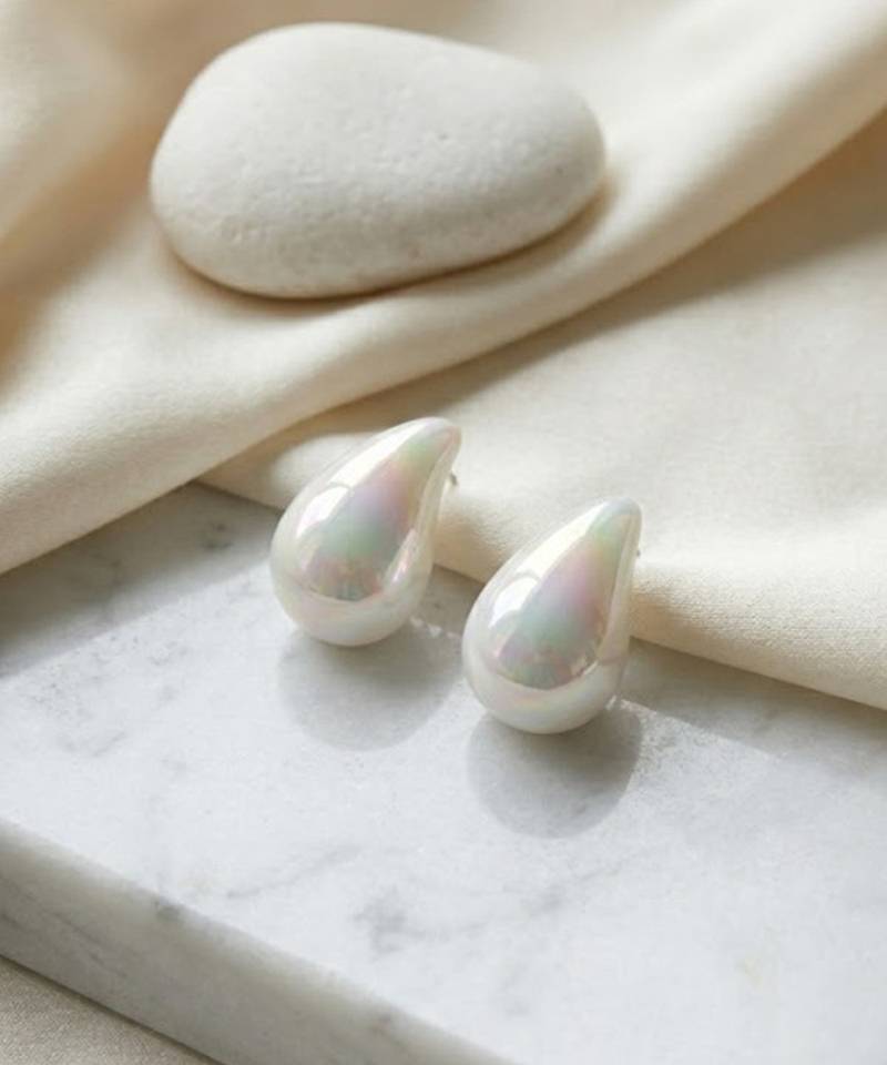 White opal teardrop earrings