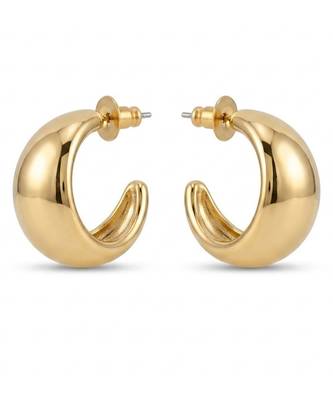Chunky gold dome tube hoop earrings 2