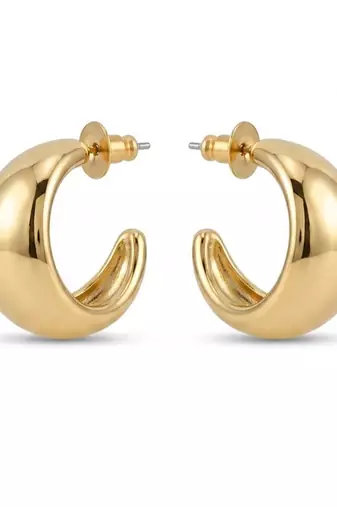 Chunky gold dome tube hoop earrings