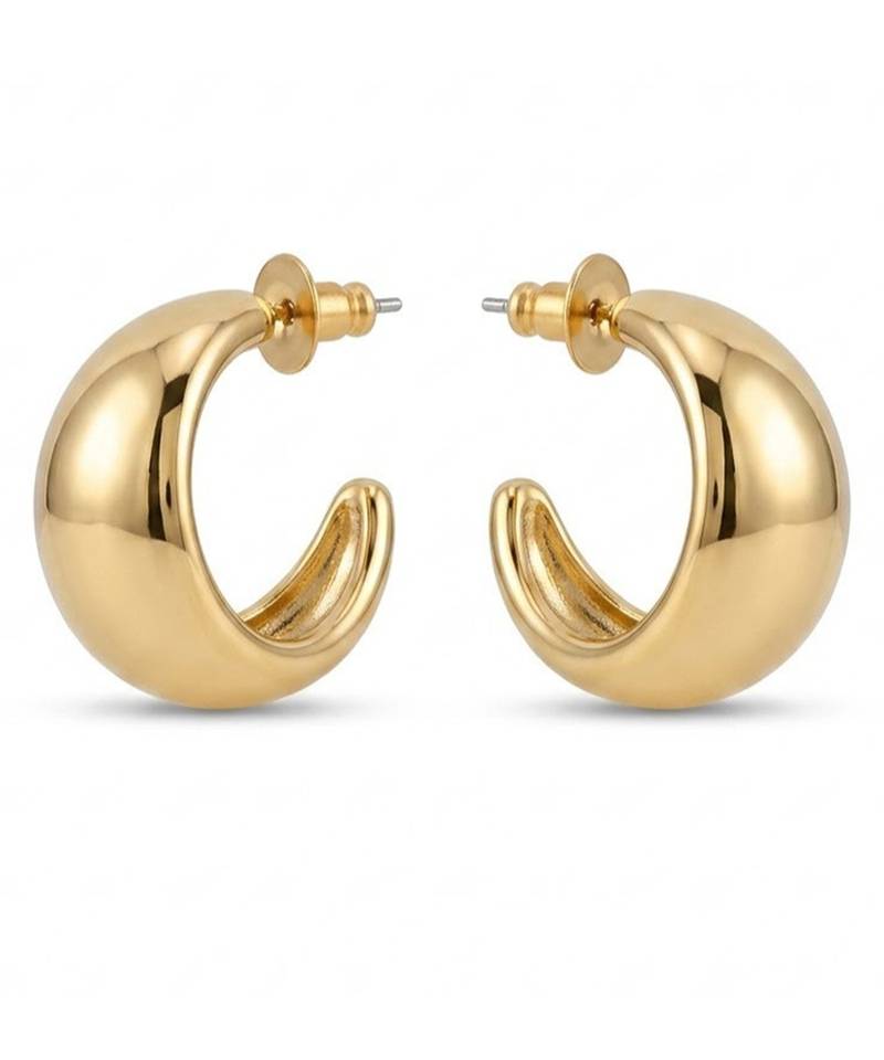Chunky gold dome tube hoop earrings