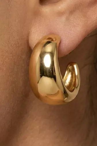 Chunky gold dome tube hoop earrings