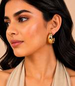 Chunky gold dome tube hoop earrings