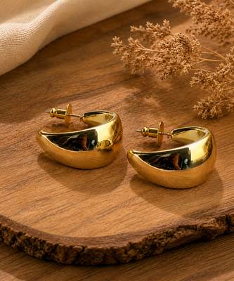 Chunky gold dome tube hoop earrings 4