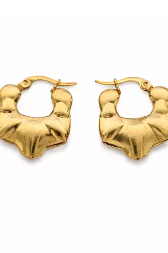 Gold quilted puffed hoop earrings