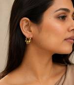 Gold quilted puffed hoop earrings