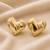 Gold ribbed wave heart stud earrings