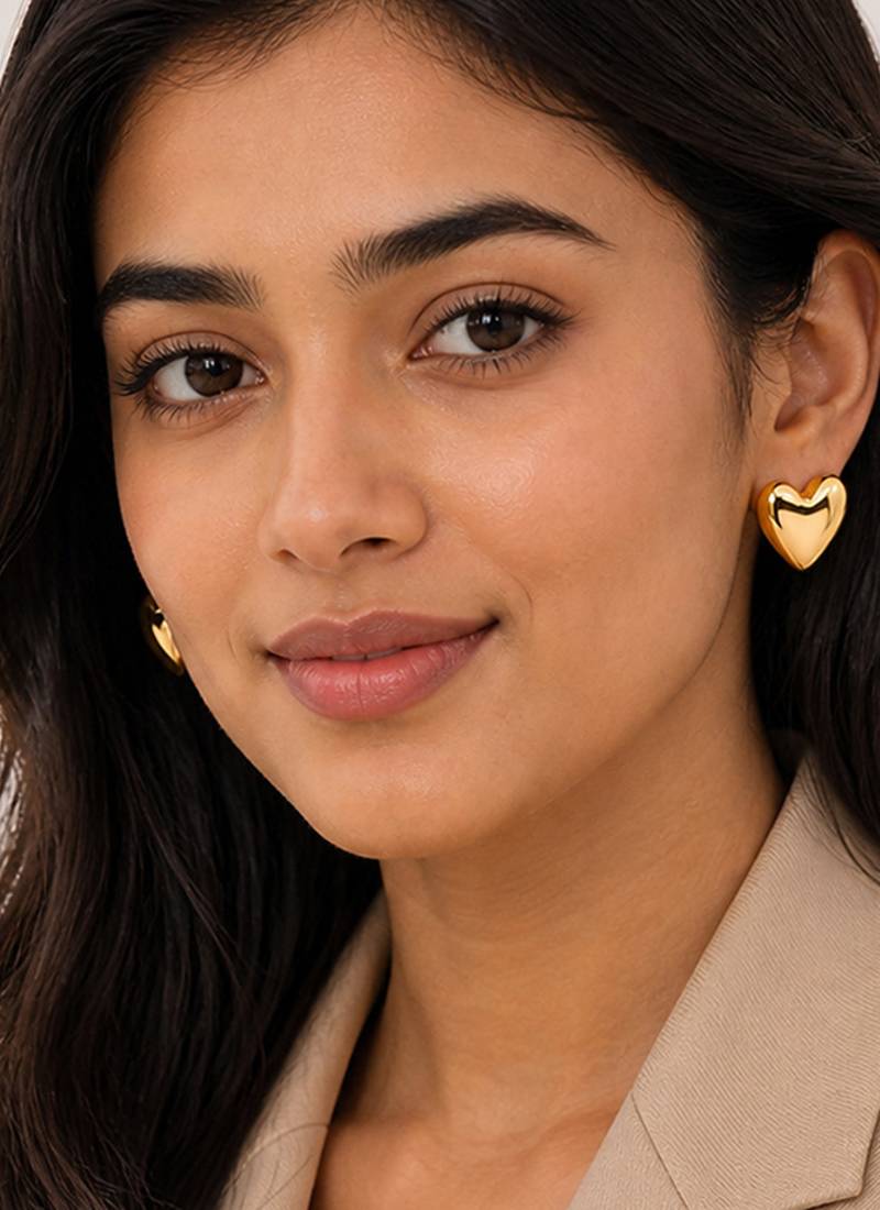 Metallic gold stud earrings