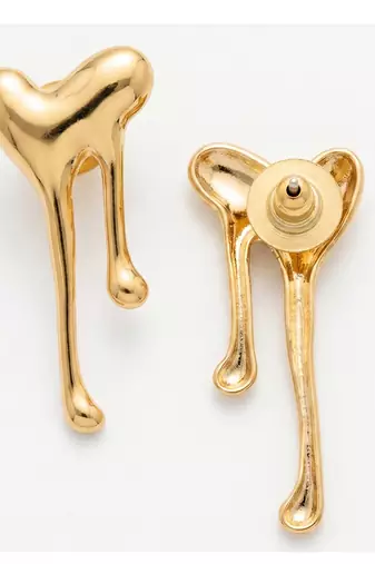 Metallic gold molten drip sculptural stud earrings