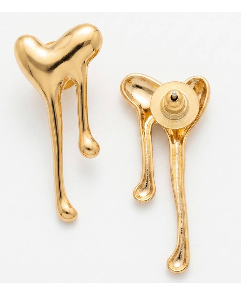 Metallic gold molten drip sculptural stud earrings