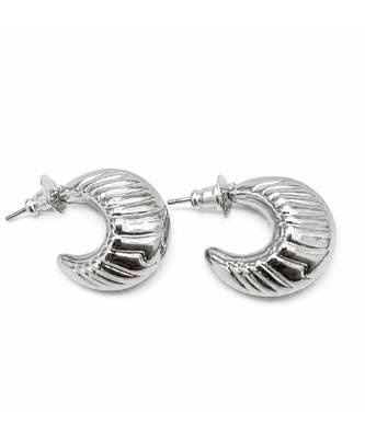 Silver ribbed leaf drop earrings 2