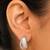 Silver ribbed leaf drop earrings