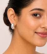 Silver ribbed leaf drop earrings