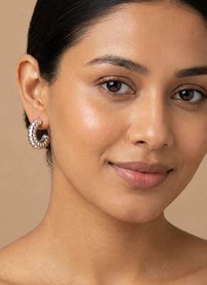 Silver crystal hoop earrings 1