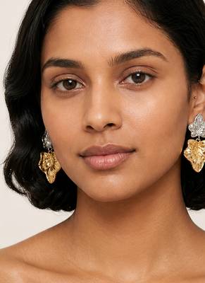 Metallic gold dual tone earrings 1