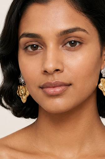Metallic gold dual tone earrings