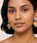 Metallic gold dual tone earrings