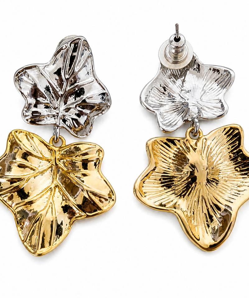 Metallic gold dual tone earrings