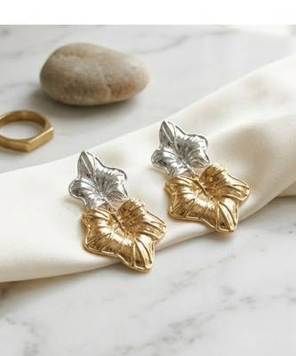 Metallic gold dual tone earrings 3