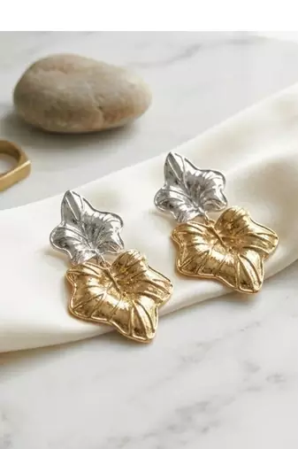 Metallic gold dual tone earrings