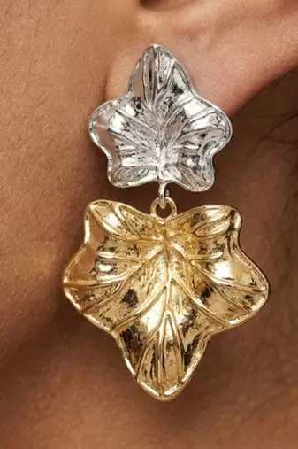 Metallic gold dual tone earrings