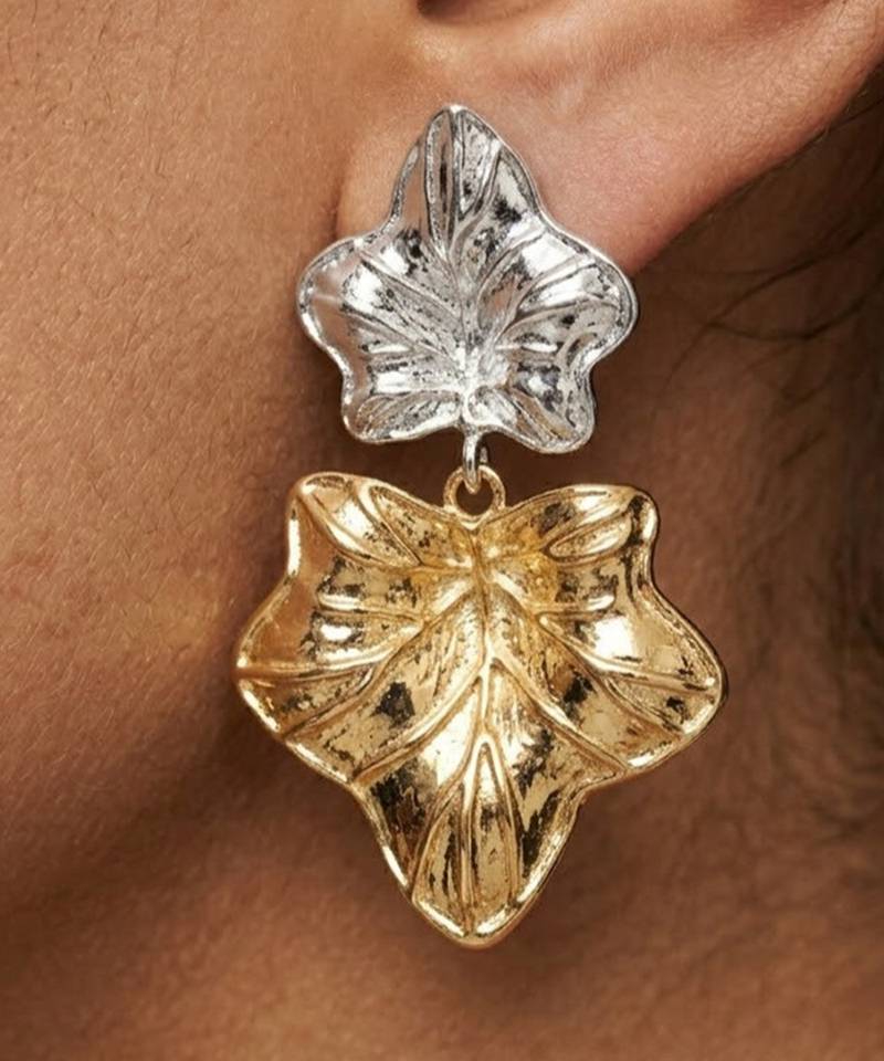 Metallic gold dual tone earrings