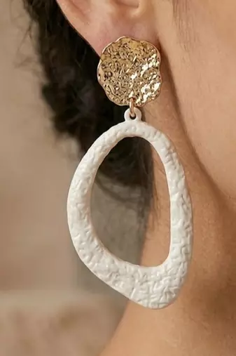 Metallic gold stud with drop earrings