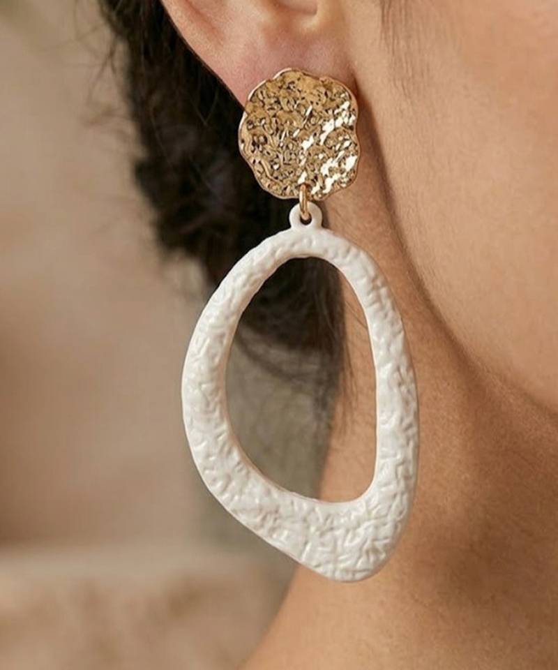Metallic gold stud with drop earrings