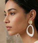 Metallic gold stud with drop earrings