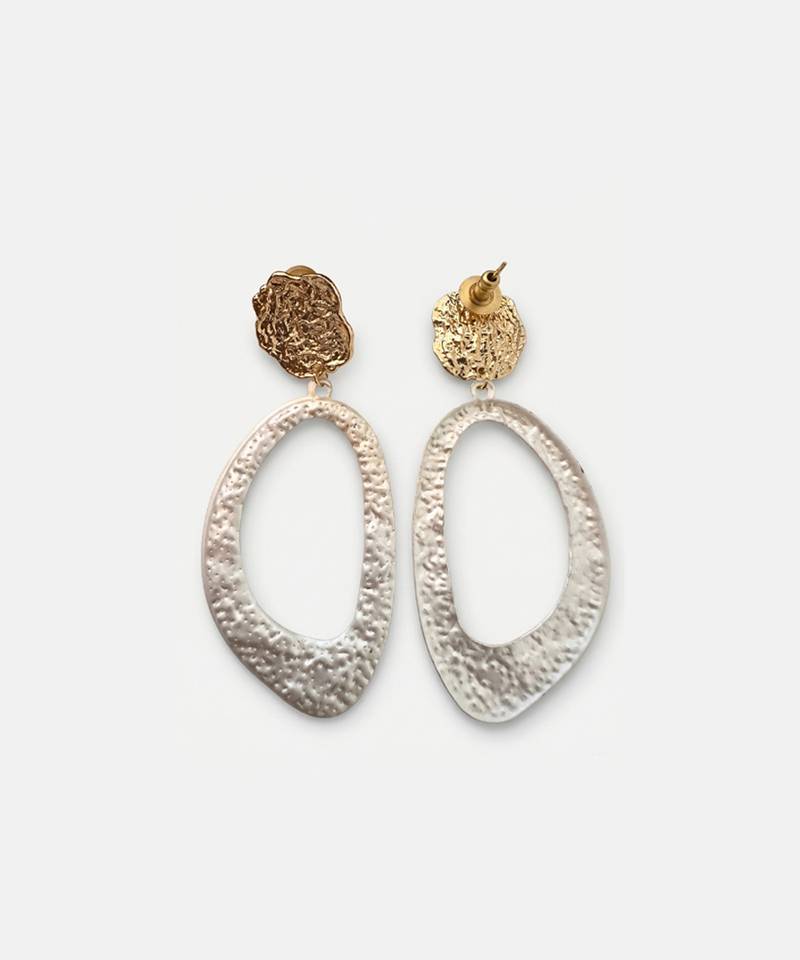 Metallic gold stud with drop earrings