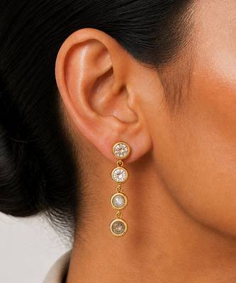 Gold plated linear drop earrings 1