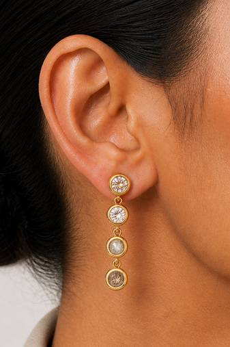 Gold plated linear drop earrings